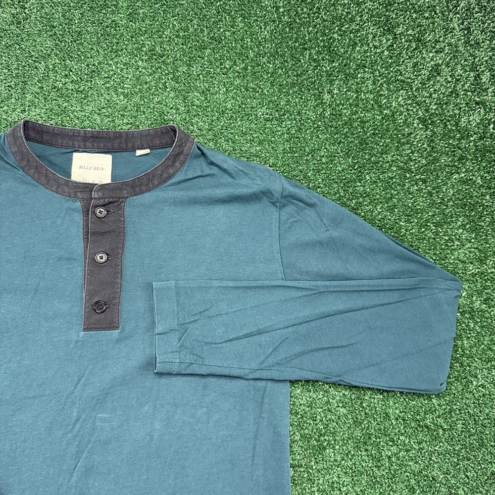 Billy Reid Men's Long Sleeve Henley Shirt Size Medium Blue